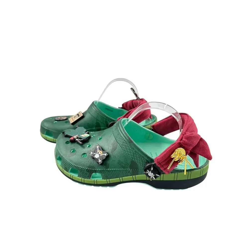 NWT Crocs One Piece Roronoa Zoro Classic Clogs Sz US Men 11 Green Anime Jibbitz